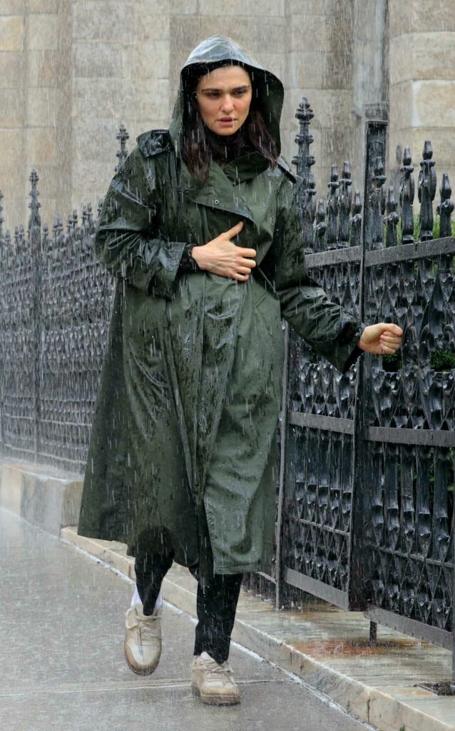 Rachel Weisz in a Green Trench Coat
