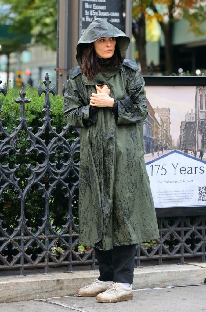 Rachel Weisz in a Green Trench Coat