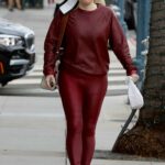 Rebel Wilson in a Burgundy Color Outfit Was Seen Out in Beverly Hills
