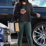 Suni Lee in a Green Leggings Arrives for Rehearsals at the Dancing With The Stars Studio in Los Angeles