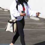 Suni Lee in a White Jacket Arrives for Practice at The Dancing With The Stars Rehearsal Studio in Los Angeles