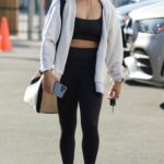 Suni Lee in a White Sneakers Arrives at the DWTS Dances Studio in Los Angeles