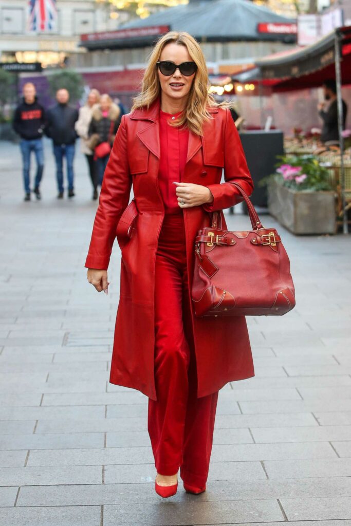 Amanda Holden in a Red Leather Coat