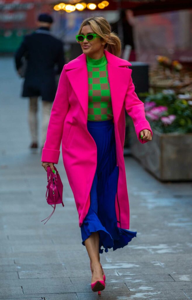 Ashley Roberts in a Neon Pink Coat