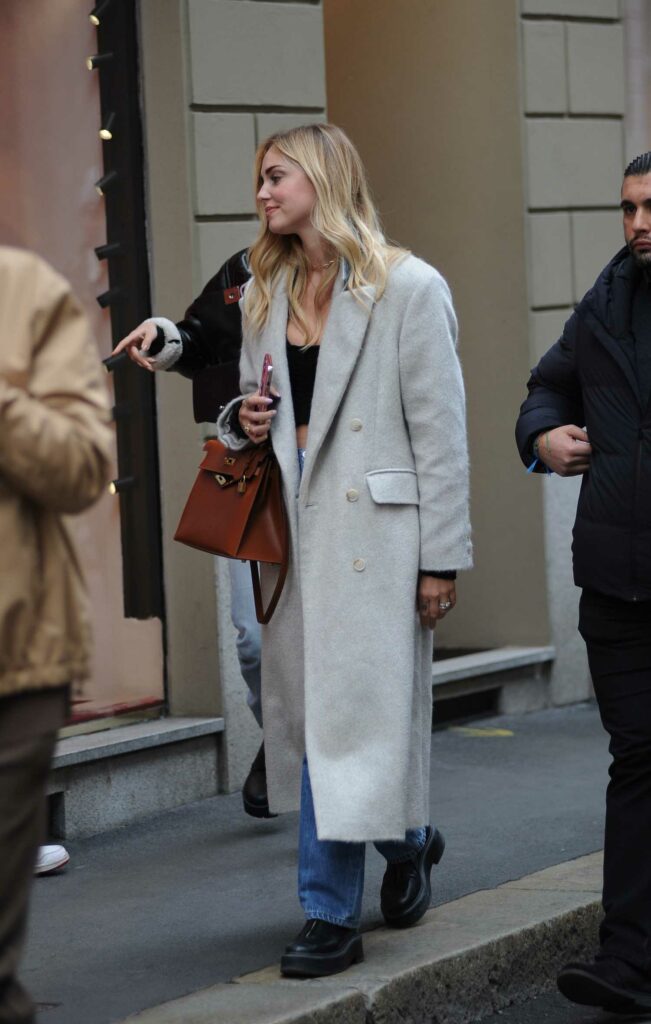 Chiara Ferragni in a Grey Coat