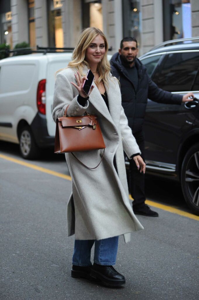 Chiara Ferragni in a Grey Coat