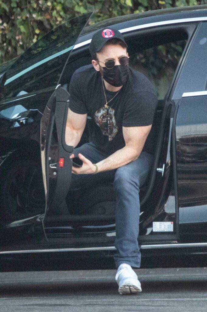 Chris Evans in a Black Protective Mask