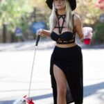 Courtney Stodden in a Black Bra Walks Her Dog in Los Angeles