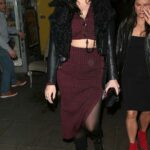 Daisy Lowe in a Black Leather Jacket Arrives at The London Palladium in London