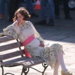 Emma Corrin in a Floral Dress on the Set of the Lady Chatterley’s Lover in Venice