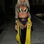 Jemma Lucy Arrives at a Halloween Party at Tramp in London