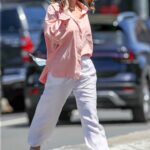 Jesinta Franklin in a Pink Shirt Was Seen Out in in Rose Bay in Sydney