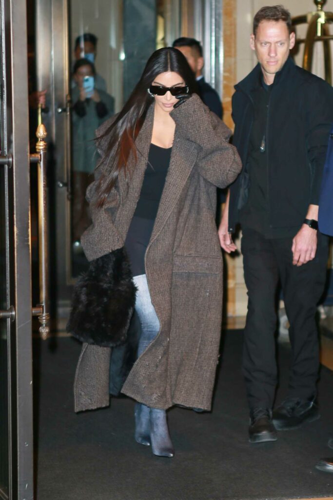 Kim Kardashian in a Brown Coat