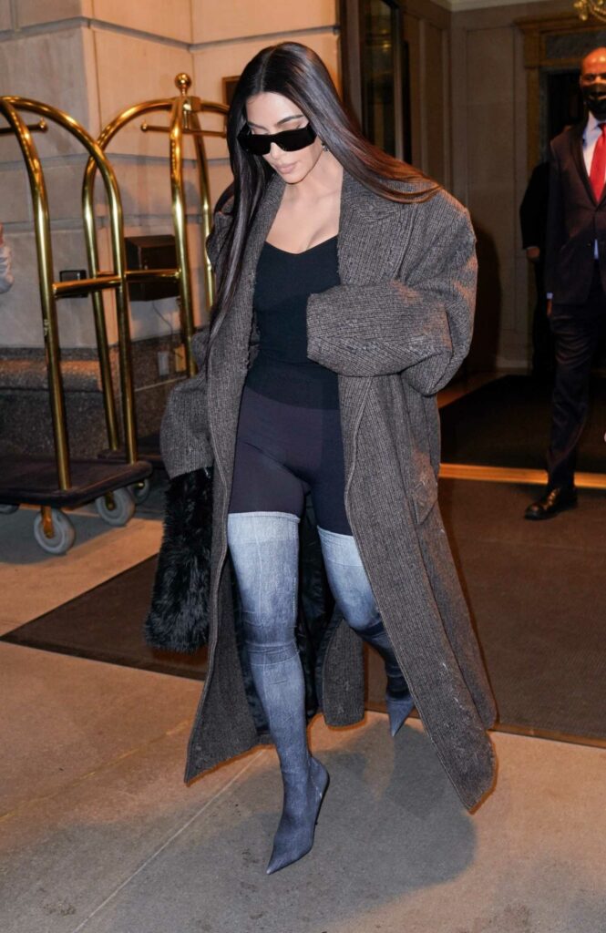 Kim Kardashian in a Brown Coat