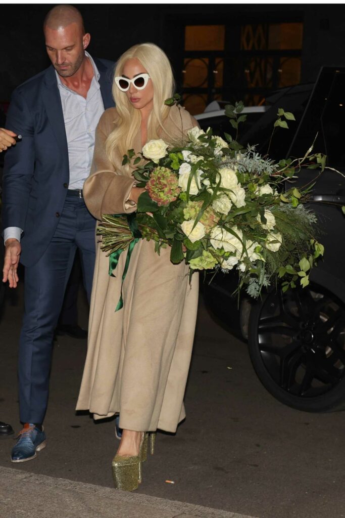 Lady Gaga in a Beige Coat