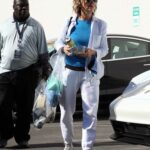 Melora Hardin in a White Sweatpants Heads Into the DWTS Studio in Los Angeles