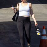 Mia Goth in a White Tank Top Arrives at a Gym Session in Pasadena