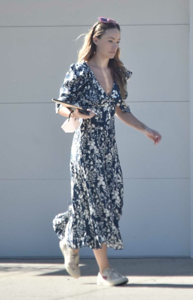 Olivia Wilde in a Blue Floral Dress