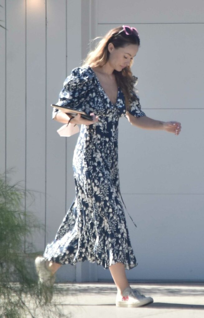 Olivia Wilde in a Blue Floral Dress