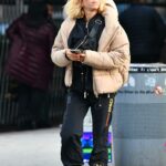 Pip Edwards in a Beige Puffer Jacket Was Seen Out in New York