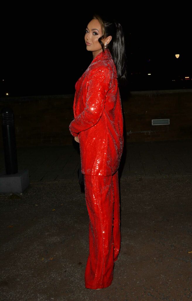 Sharon Gaffka in a Red Pantsuit