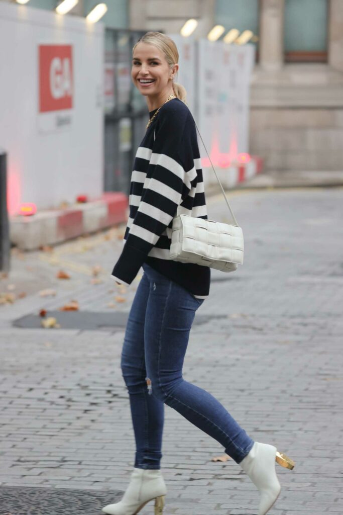 Vogue Williams in a Striped Sweatshirt