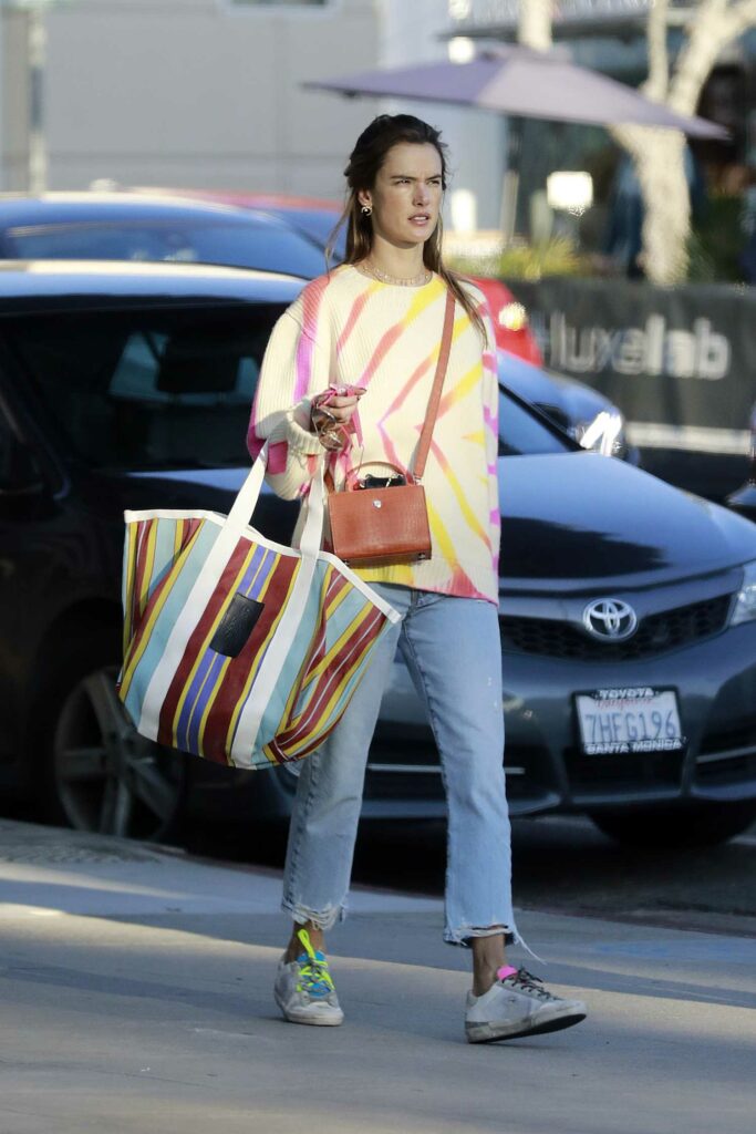 Alessandra Ambrosio in a Colorful Sweater