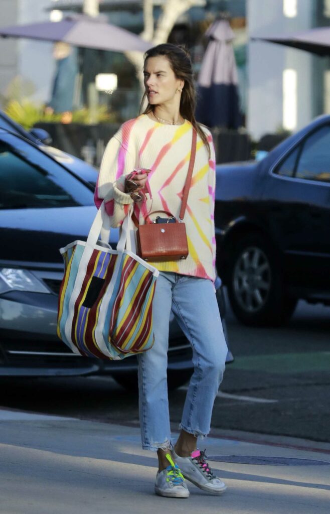 Alessandra Ambrosio in a Colorful Sweater