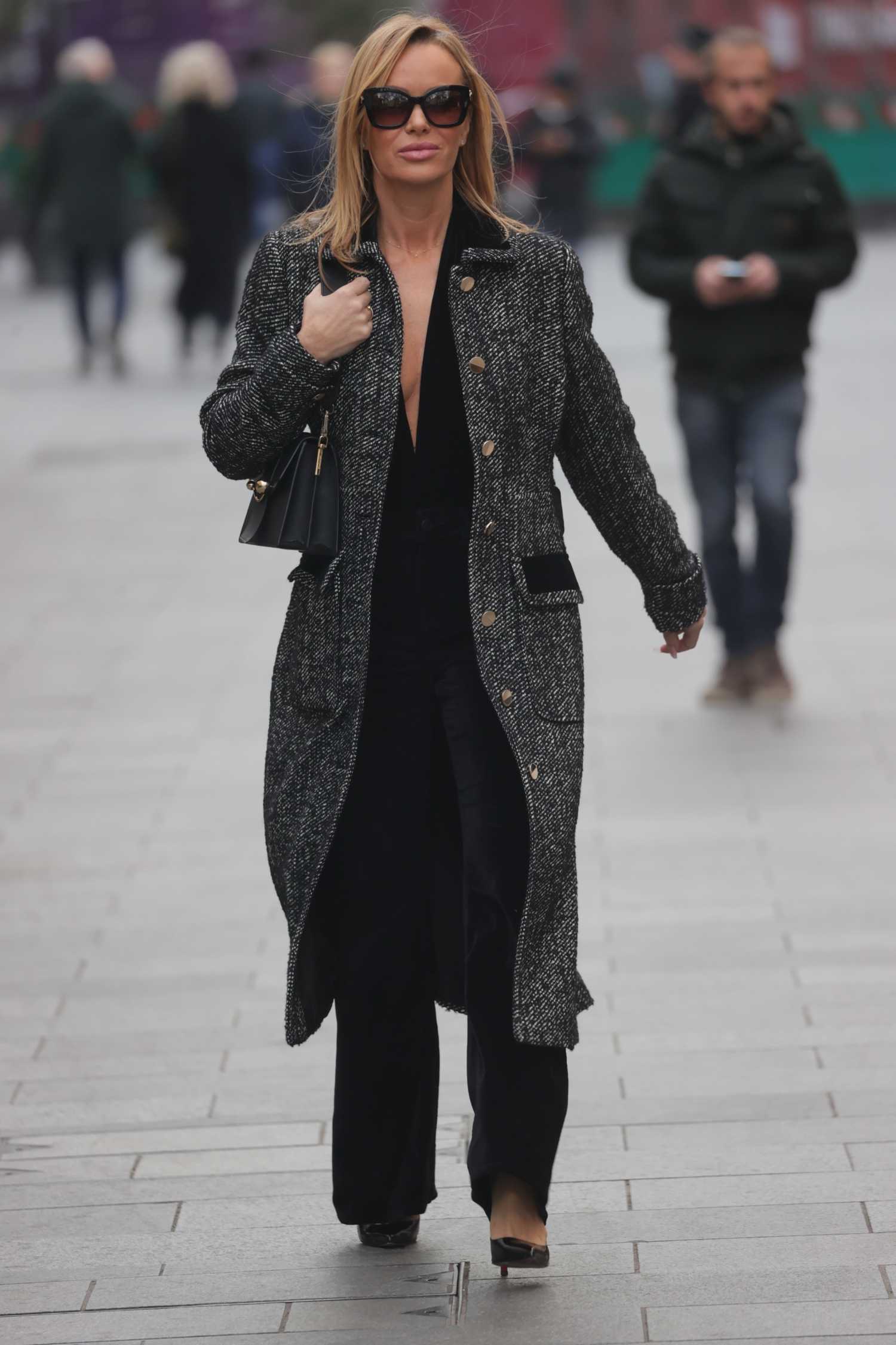 Amanda Holden in a Grey Coat Leaves the Global Radio Studio in London ...