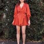 Blanca Blanco in an Orange Mini Dress Was Seen Out in Beverly Hills