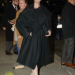 Cynthia Nixon in a Black Coat Arrives at The Late Show With Stephen Colbert in New York