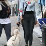 Emma Hernan in a Black Leggings Walks Her Dog in West Hollywood