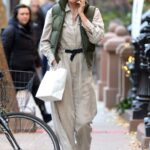 Helena Christensen in a Beige Jumpsuit Was Seen Out in New York