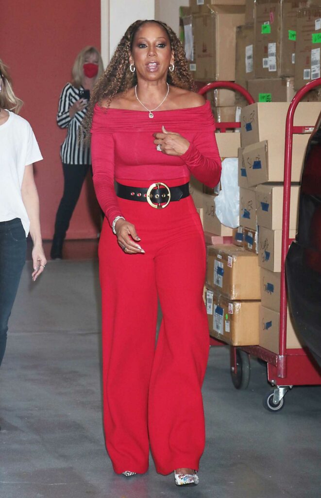 Holly Robinson Peete in a Red Ensemble