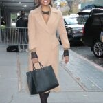 Laverne Cox in a Beige Coat Arrives at The View TV Show in New York