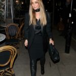 Louise Redknapp in a Black Outfit Arrives at the Massive Management Xmas Party in London