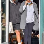 Mia Goth in a Grey Hoodie Goes Shopping at a Home Decor Store with Shia LaBeouf in Pasadena