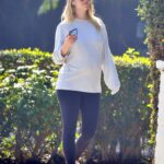 Mia Goth in a Grey Long Sleeves T-Shirt Was Seen Out in Pasadena