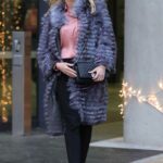 Nadiya Bychkova in a Grey Fur Coat Arrives at the BBC Breakfast in Manchester