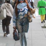 Phoebe Price in a Snakeskin Print Leggings Goes Shopping on Rodeo Drive in Beverly Hills