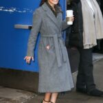 Rachel Zegler in a Grey Coat Leaves the Good Morning America Studios in New York