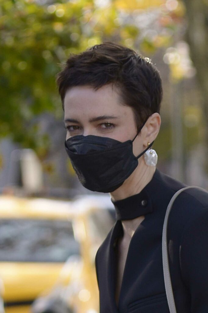Rebecca Hall in a Black Protective Mask