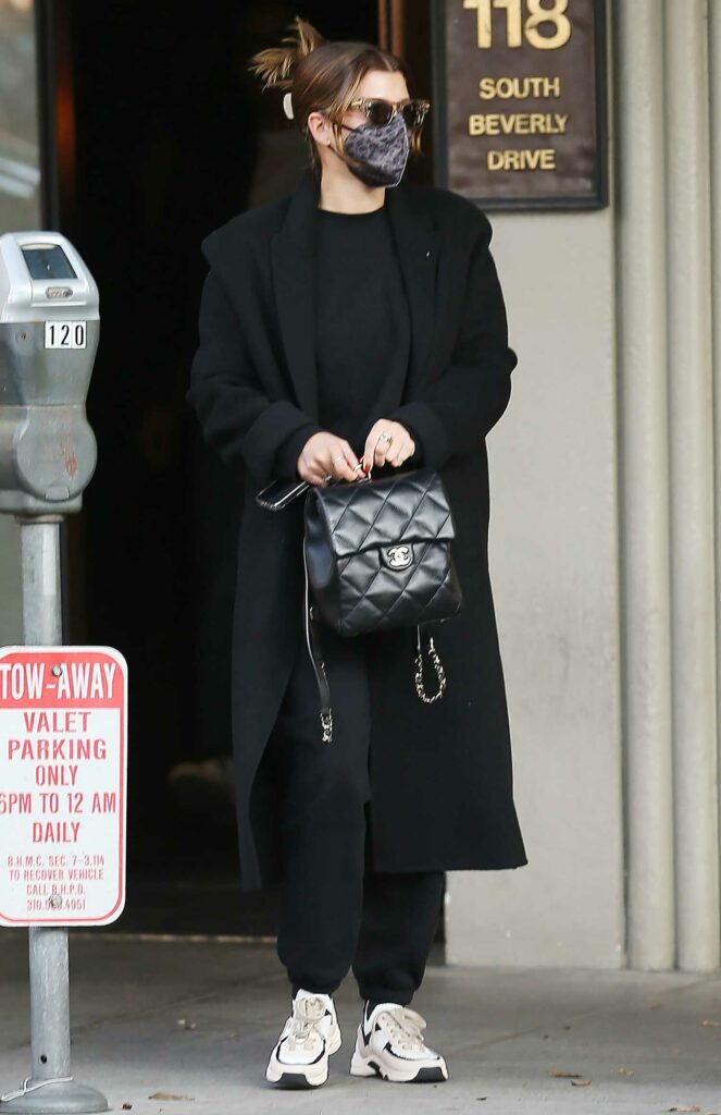 Sofia Richie in a Black Coat