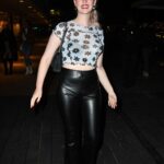 Victoria Clay in a Black Leather Pants Arrives at Bring it on Press Night in London