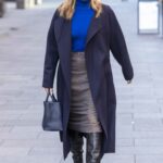 Amanda Holden in a Blue Turtleneck Leaves the Heart Radio in London
