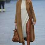Amanda Holden in a Caramel Coloured Coat Leaves the Heart Radio in London
