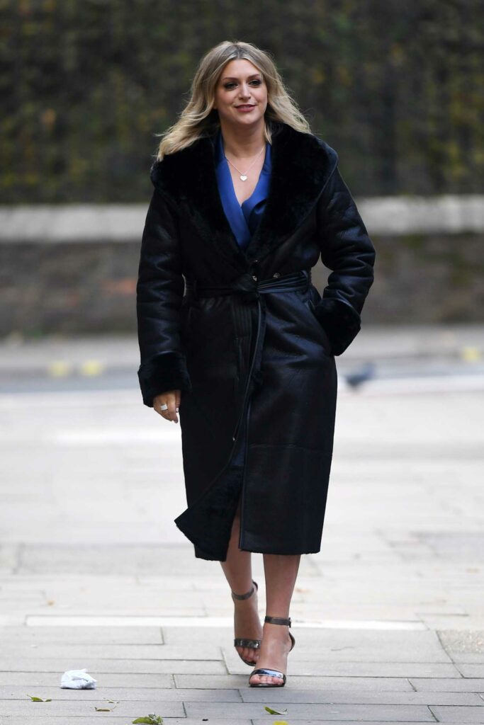 Anna Williamson in a Black Leather Coat