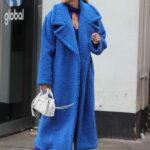 Ashley Roberts in a Blue Faux Fur Coat Was Seen Out in London