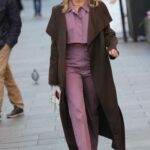 Ashley Roberts in a Lilac Ensemble Leaves the Heart Radio in London
