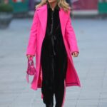 Ashley Roberts in a Pink Coat Arrives at the Global Radio Studios in London
